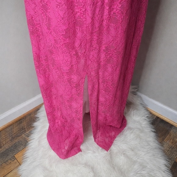 Guess Pink Lace Maxi Dress Adjustable Strap Y2K Coquette Wedding Guest Size 10 - Picture 6 of 10